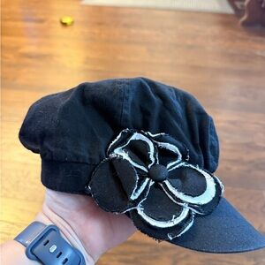 Black vintage hat by Envision Studio women Y2K style Cap white & black 3d Accent